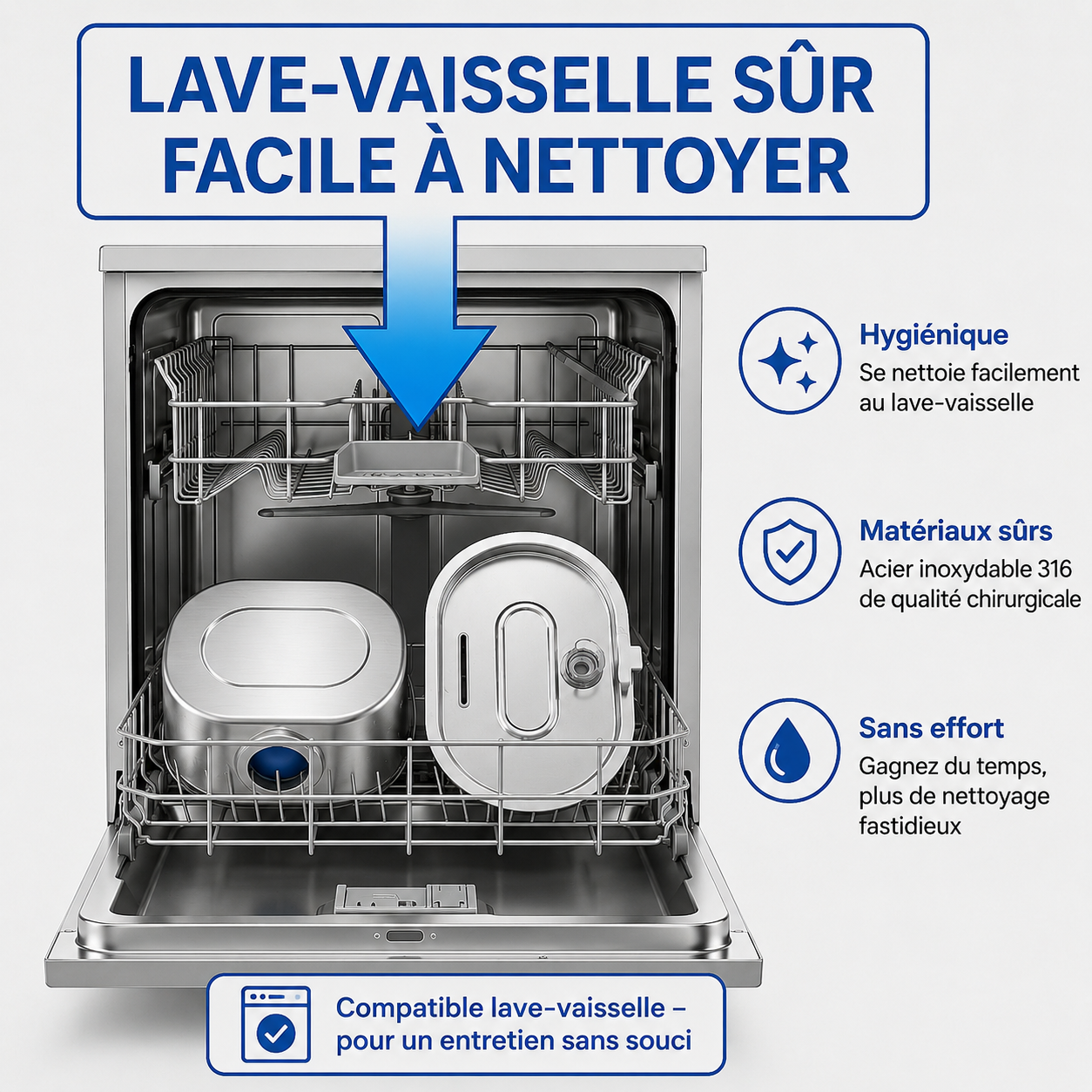 Fontaine à Eau pour Chat en Acier Inoxydable 3,2L