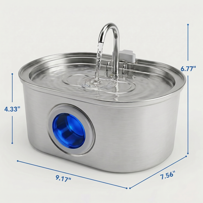 Fontaine à Eau pour Chat en Acier Inoxydable 3,2L
